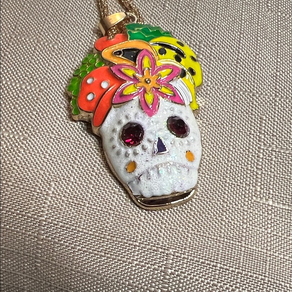 Colorful Sugar Skull Pendant Necklace - Picture 1 of 5